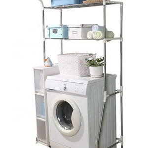 Adjustable Over The Toilet Storage Shelf Bathroom Organizer Rack Stand 2-Tier Wire Shelving Units with Clothes Hanging Rod Rail