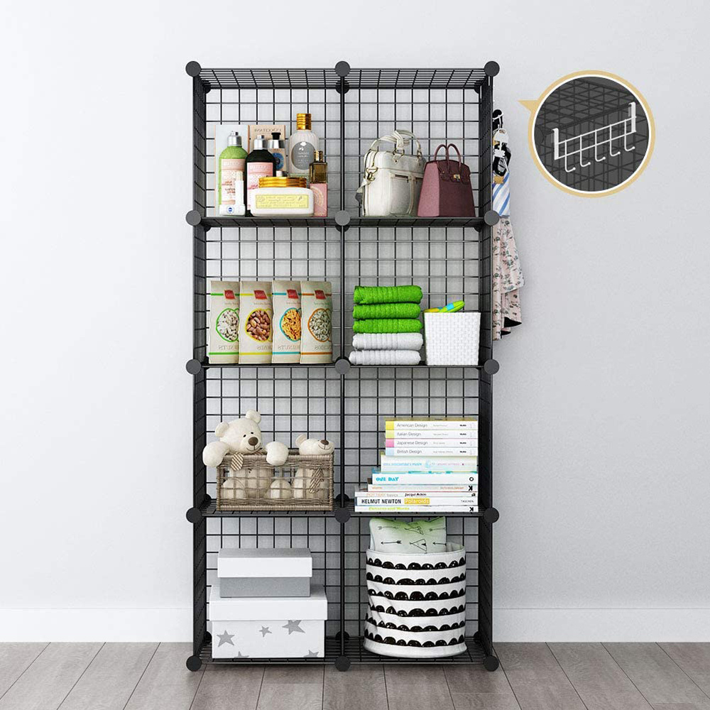 DIY 12 Cube Metal Wire Storage Organizer Mesh Shelves for books toys bags