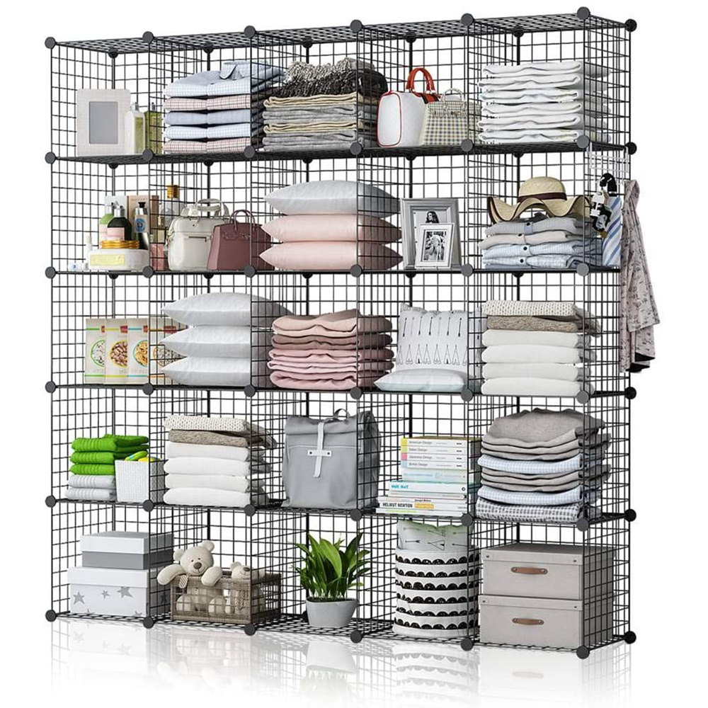 DIY 12 Cube Metal Wire Storage Organizer Mesh Shelves for books toys bags