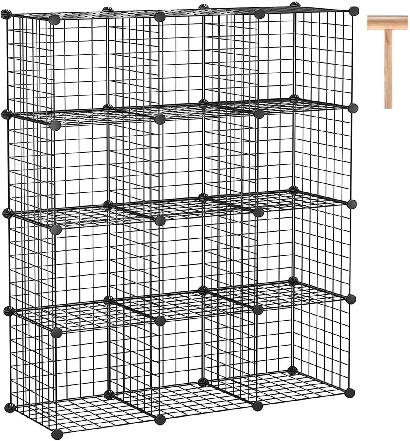 DIY 12 Cube Metal Wire Storage Organizer Mesh Shelves for books toys bags