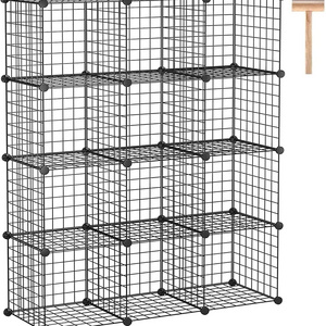 DIY 12 Cube Metal Wire Storage Organizer Mesh Shelves for books toys bags