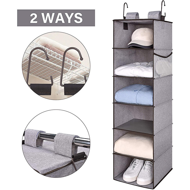 Foldable  Custom Manufacturer Hanging Organizer Storage Wardrobe 6 Layers Non-Woven Fabric Closet Organizer