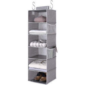 Foldable  Custom Manufacturer Hanging Organizer Storage Wardrobe 6 Layers Non-Woven Fabric Closet Organizer