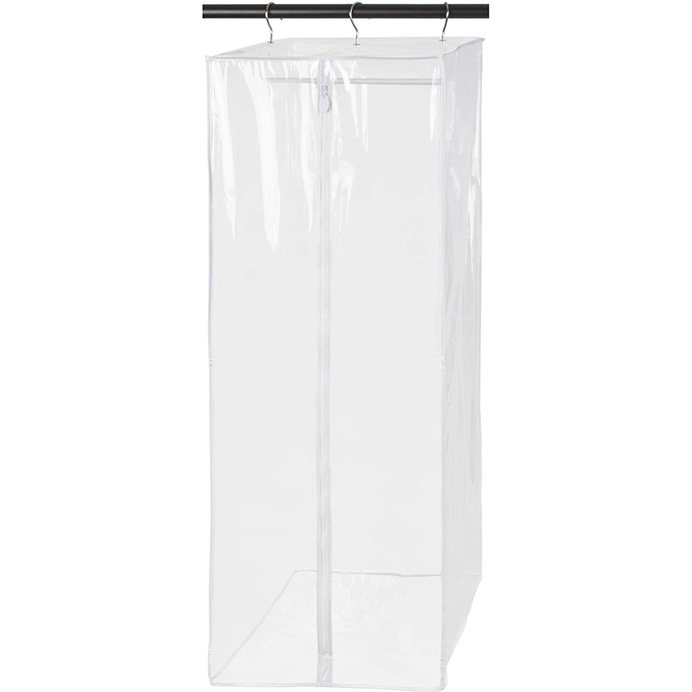 Well Sealed Clear PVC Hanging Closet Cloth Storage Organizer Suits Cover Garment Bag Durable Zippered Transparent Wardrobe