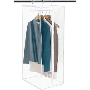 Well Sealed Clear PVC Hanging Closet Cloth Storage Organizer Suits Cover Garment Bag Durable Zippered Transparent Wardrobe