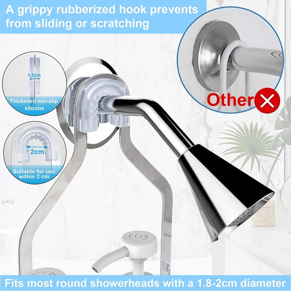 hot selling Two Tier Stainless Steel Shampoo Organizer Holder Wall Mounted Bathroom Storage Rack