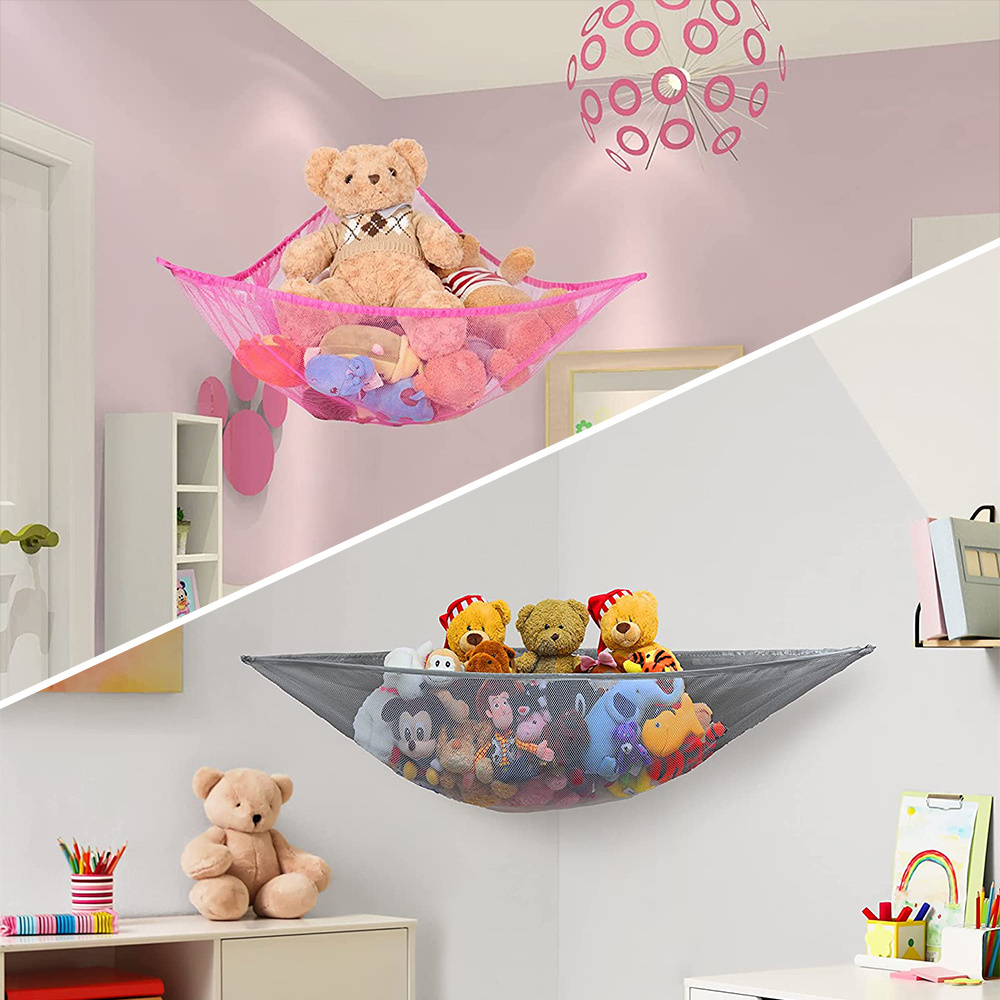 Stuffed Animal Hammock Plush Toy Net Hammock Pet Net Corner Teddy Bear Net Hanging Storage Holder for Kids Room