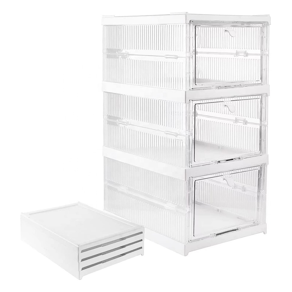 6-Tiers Transparent shoe box drawer type extendable standing rack storage 18pcs household plastic simple telescopic shoe rack