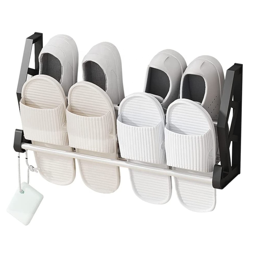 Portable Space-saving Slippers Rack Folding Wall-Mounted Shoes Shelves Plastic Hanging Rack