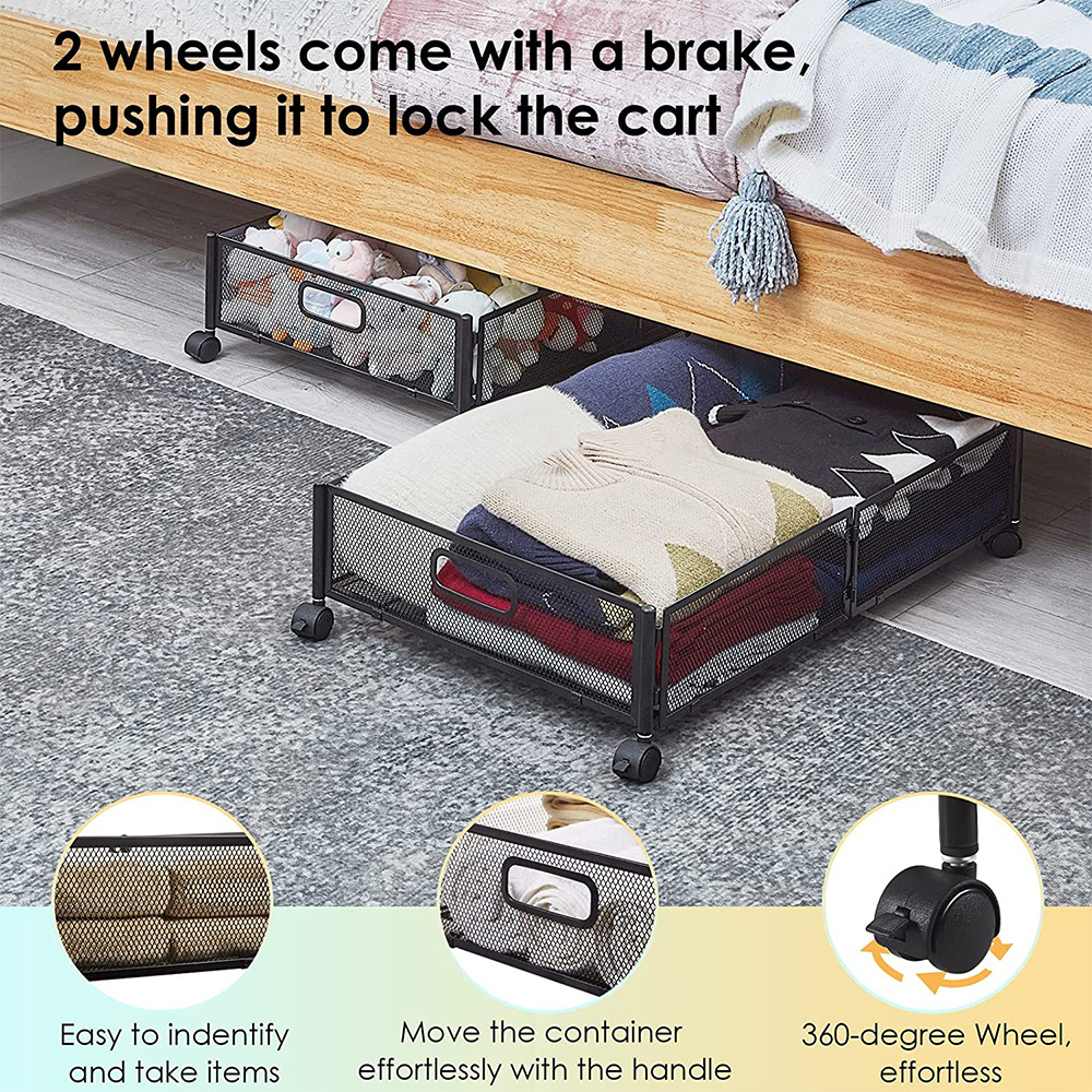 Under Bed Storage with Wheels Storage Bins for Bedroom Rolling Under The Bed Clothes Shoe Storage Container