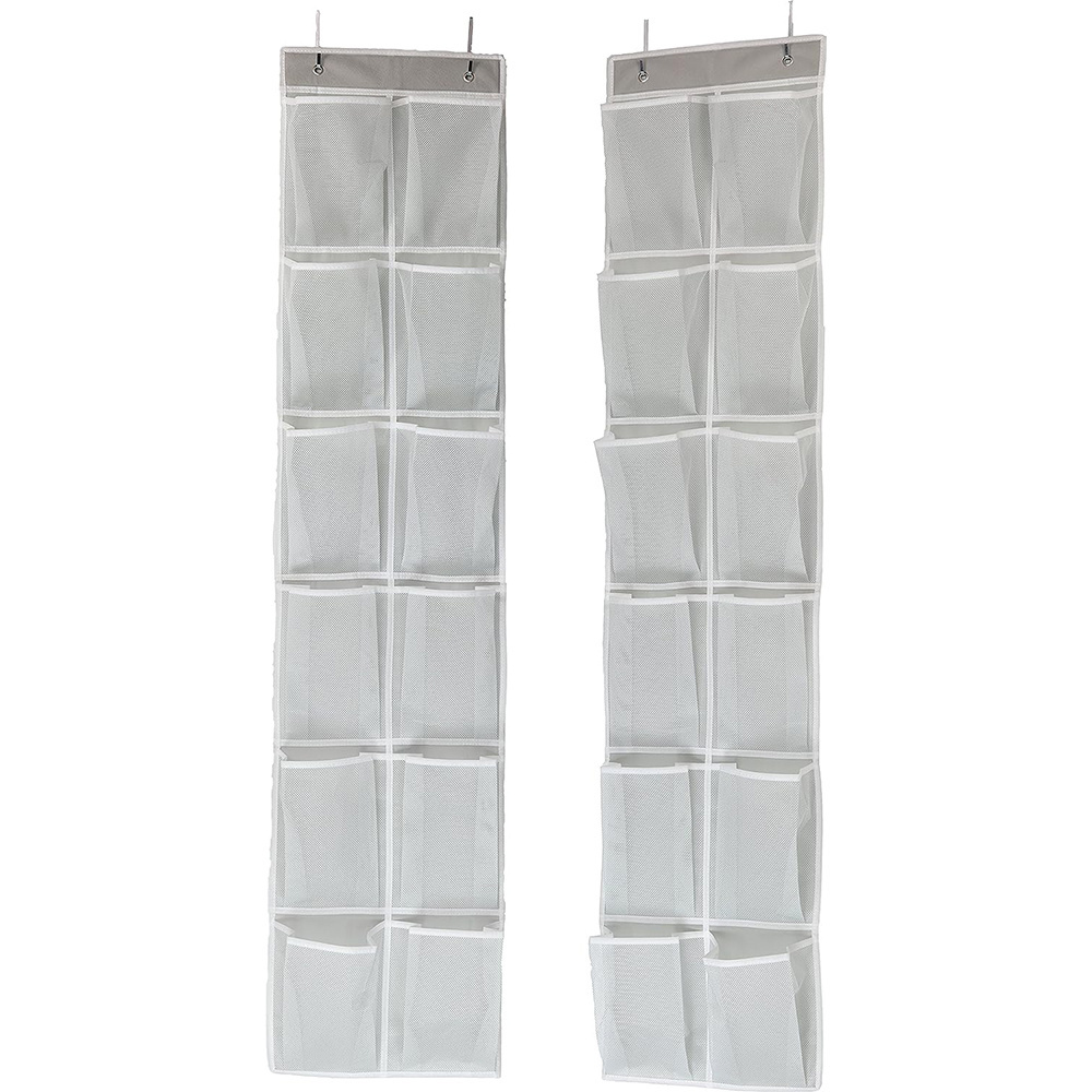 2 Pack 12 Large Mesh Pockets Closet Door Hanging Shoe Rack Organizer Shoe Holder or Camper RV Shoe Storage