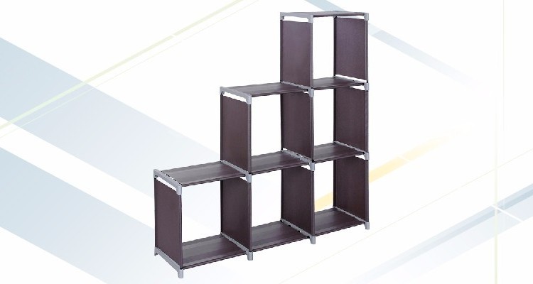 Water-proof shelf rack 3 Tier Storage Cube Closet Organizer Shelf Cabinet Bookcase, 6 Cube Organizer Cabinet,Purple