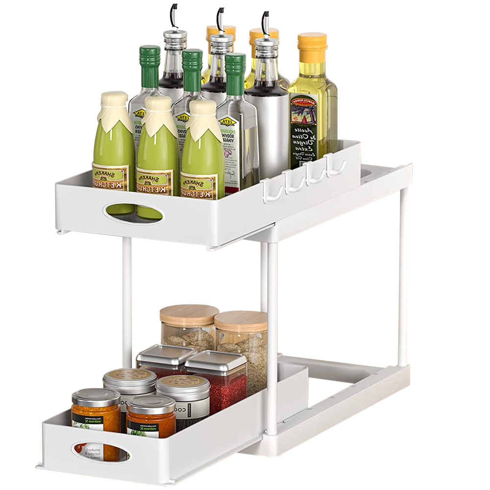 Expandable Clear Drawer 2 Tier Pull Out Sliding Pack Bathroom Under Kitchen Sink Organizers And Storage