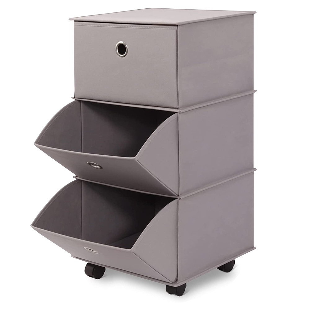 3 Drawers Fabric Dresser Storage Tower Organizer Unit Bedroom Commode en tissu a 3 tiroirs tour de rangement