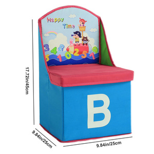 Cartoon Folding Chairs Kids Color Printing Large Storage Box Foldable Sofa Footstool Storage Stool