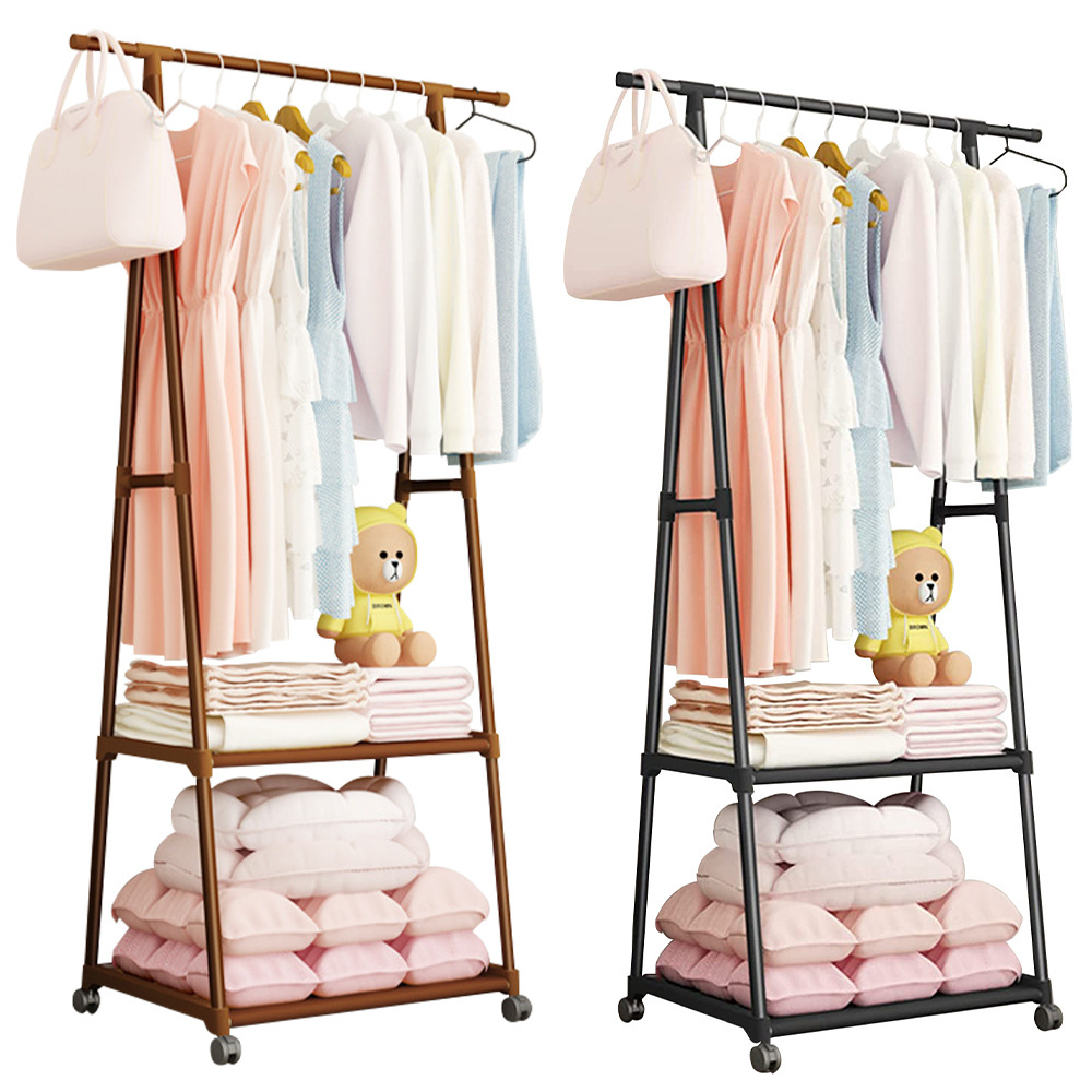 Bedroom Rolling Clothing Rack Clothes Rack Small Metal Garment Rack with Shelves for Hanging Clothes on Wheels for Hanging Cloth