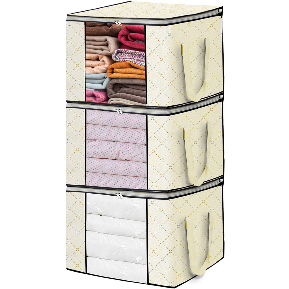 High Quality Folding 3 Layers Clothes Storage Bag Organizer with 2 Durable Handles for Quilt Clothing Beddings