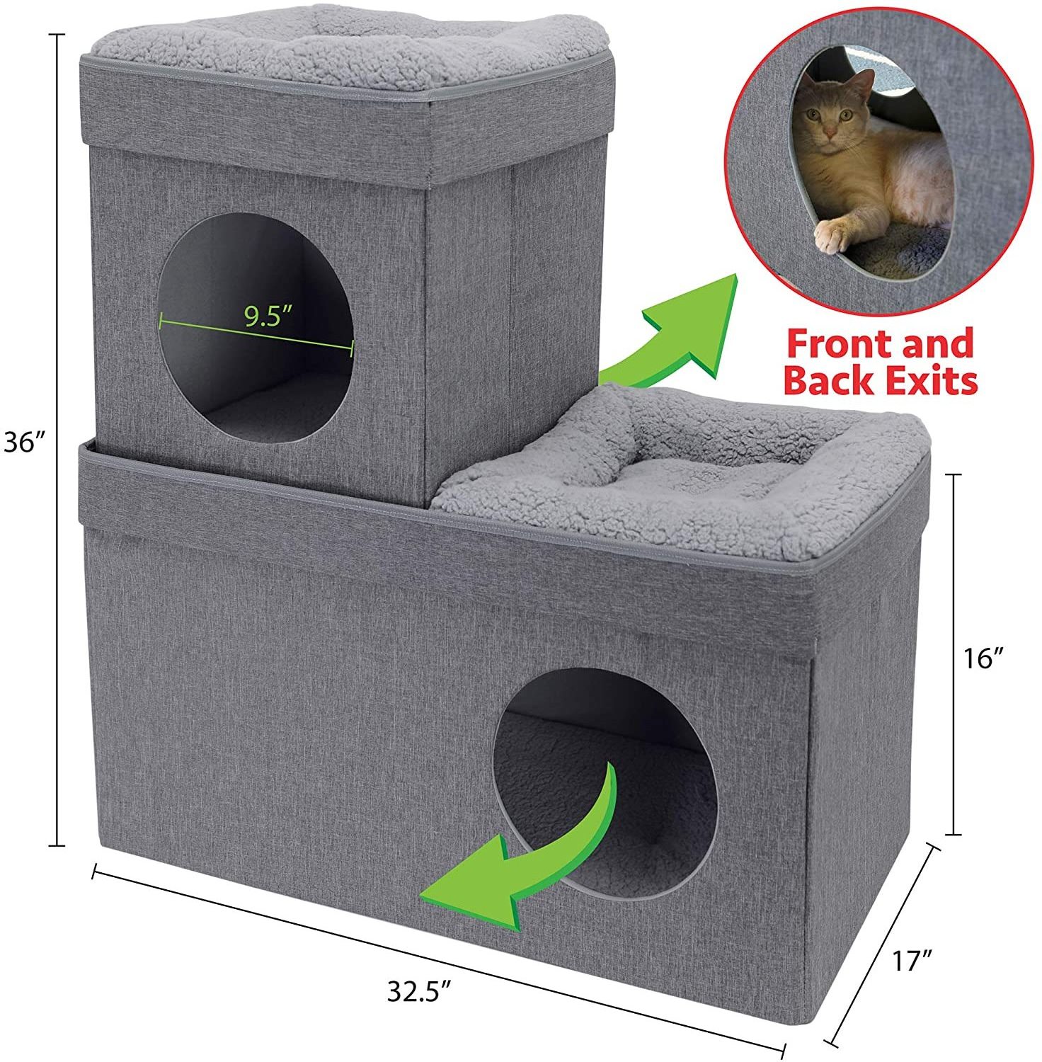 2 in 1 Small Dog Bed Cat Tent Hut Cave Beds Collapsible Cat House with Bed for indoor cats Casa para gatos con cama