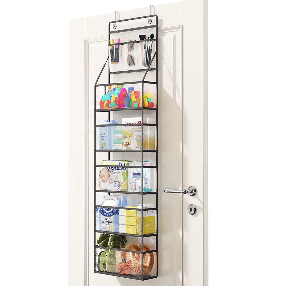 6-Shelf Over Door Hanging Pantry Organizer Storage with Clear PVC Pockets Nursery Closet 3 Small for Bedroom Baby Kids Cosmetics