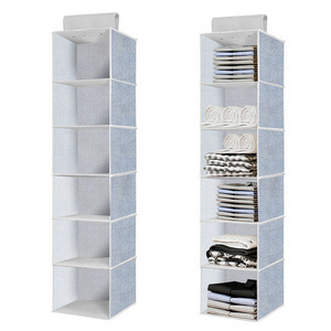 6 Shelf Hanging Clothes Storage Organizer Collapsible Accessory Shelves Hanging Closet Organizers Used For Wardrobe