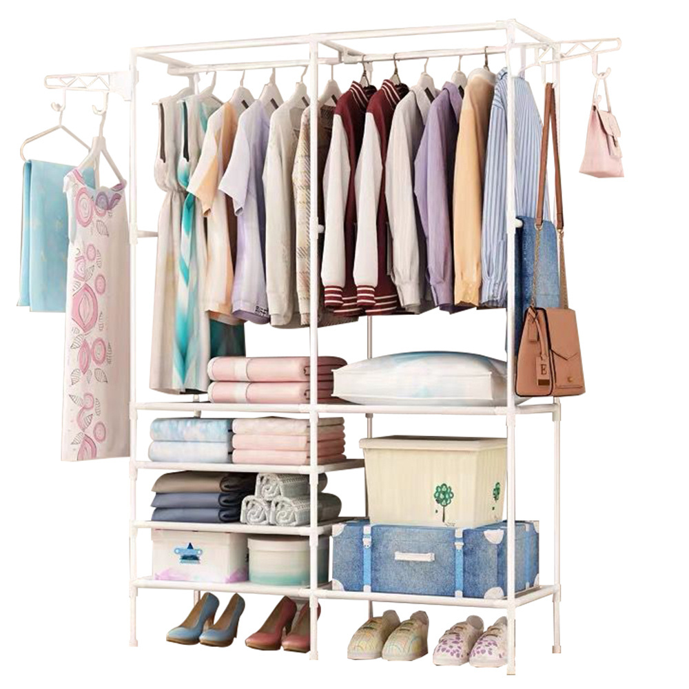 Bedroom Rolling Clothing Rack Clothes Rack Small Metal Garment Rack with Shelves for Hanging Clothes on Wheels for Hanging Cloth