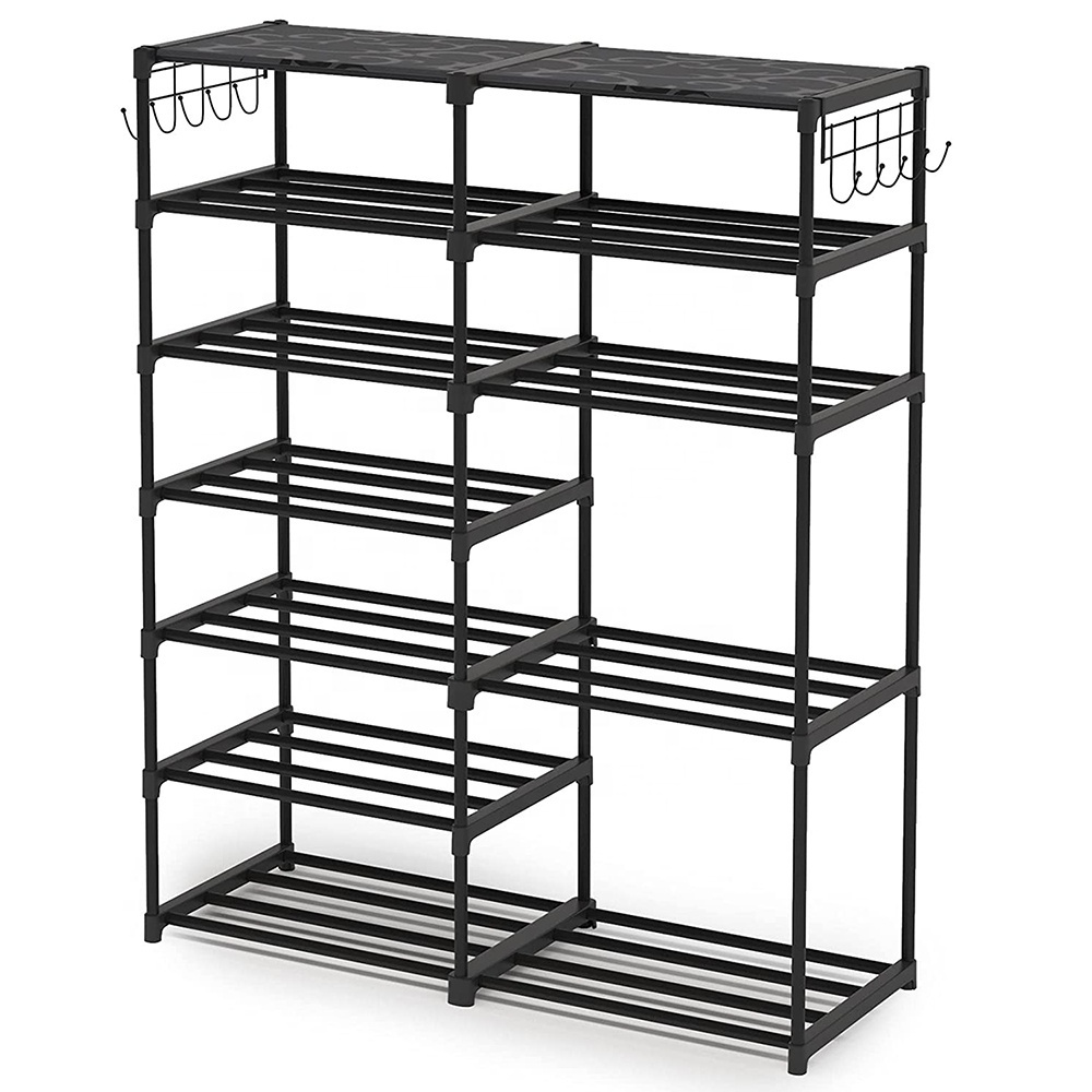 Entryway Metal Shelf Stackable Shoe Storage Organizer Unit Durable Metal Shoe Rack And Boots Organizer