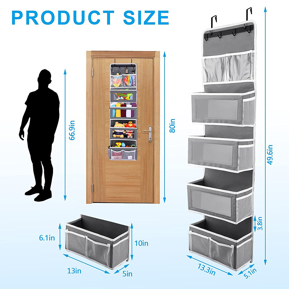 Heavy Duty Closet Bathroom Nursery Over Door Organizer Wall Mount Hanging Organizer Storage with 4 Large Capacity Pockets