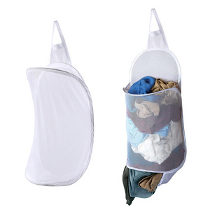 Storage Bag Hanging Laundry Hamper for Dirty Clothes, Mesh Over the Door Pop up Hamper, Wall Dirty Clothes Basket with Hook