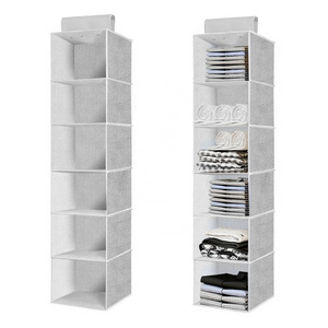 6-Shelf Non-woven Collapsible Shelves Hanging Closet Cubby Hanging Closet Organizer for Sweater Cloth handbag