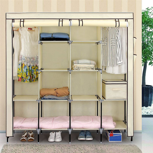 Portable Cupboard Hanging Rail Clothes Storage Wardrobe Closet