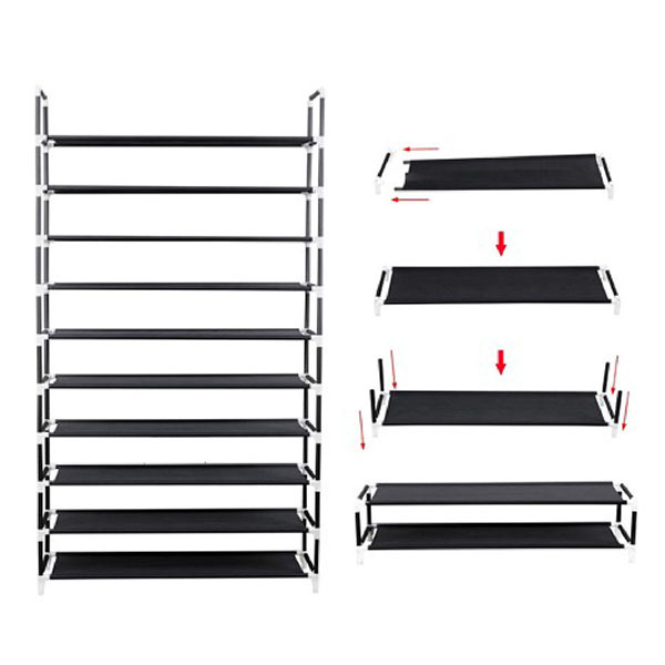 Amazon 10 Tiers portable assembled collapsible shoe rack