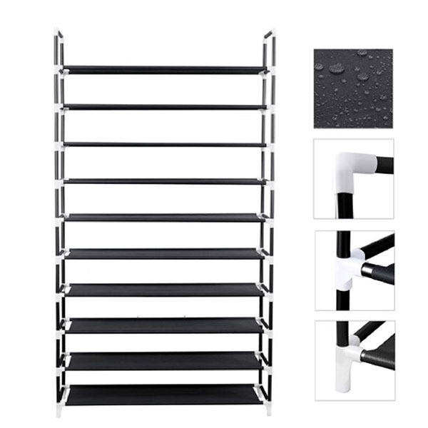 Waterproof shoe rack with 10 Tiers Folding Shoes Organizer