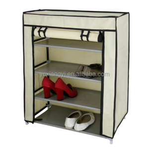 Portable Shoe Cabinet Storage Organizer Rack 4-Tiers with Dust Cover