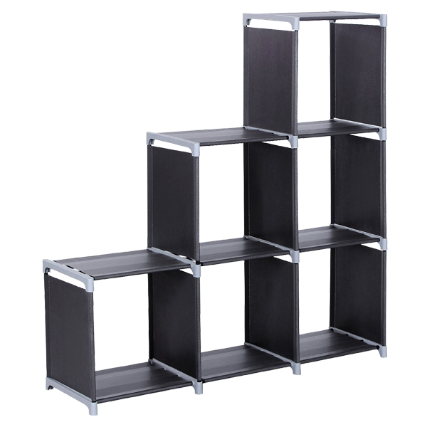 Storage Cube Organizer 3-tier Closet Organizer Shelf 6-cube Cabinet Bookcase Space-Saving