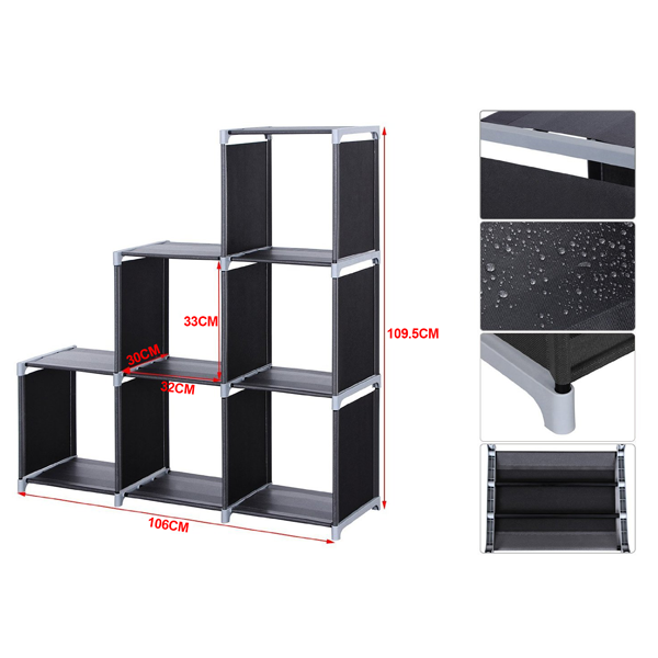 Storage Cube Organizer 3-tier Closet Organizer Shelf 6-cube Cabinet Bookcase Space-Saving