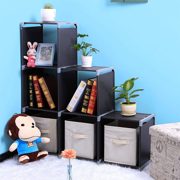 Storage Cube Organizer 3-tier Closet Organizer Shelf 6-cube Cabinet Bookcase Space-Saving