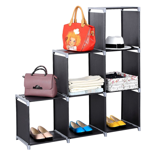 Storage Cube Organizer 3-tier Closet Organizer Shelf 6-cube Cabinet Bookcase Space-Saving