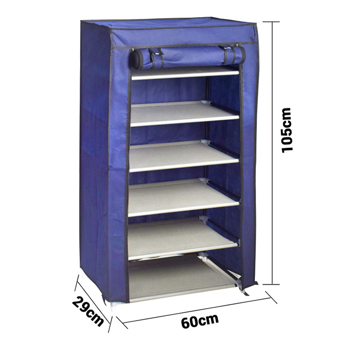 6 tiers Shelf dustproof nonwoven fabric foldable Storage Closet Organizer Cabinet covered Assembly stable Shoe Rack with zipper