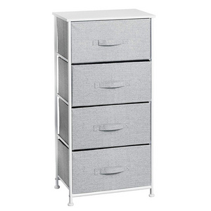 Sturdy Steel Frame Wood Top Easy Pull Fabric Bins  Organizer Unit  Dresser Storage Tower  with 4 drawers