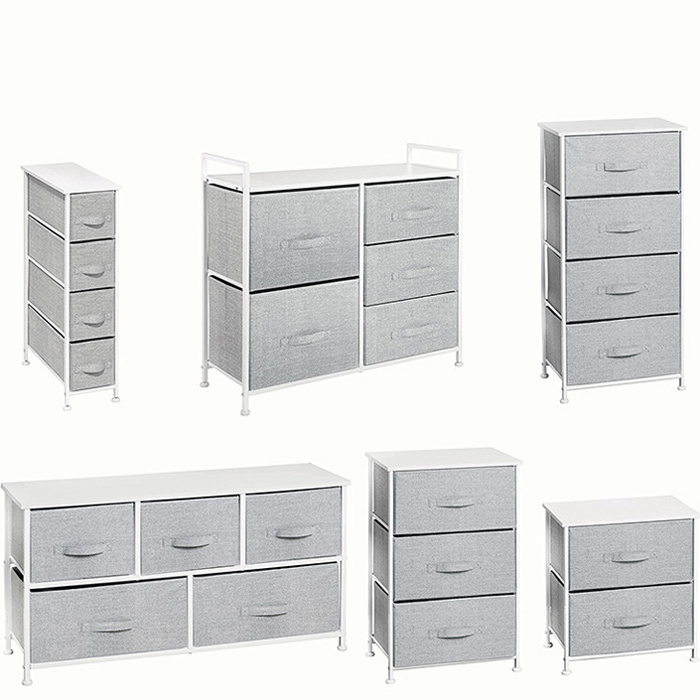 Sturdy Steel Frame Wood Top Easy Pull Fabric Bins  Organizer Unit  Dresser Storage Tower  with 4 drawers