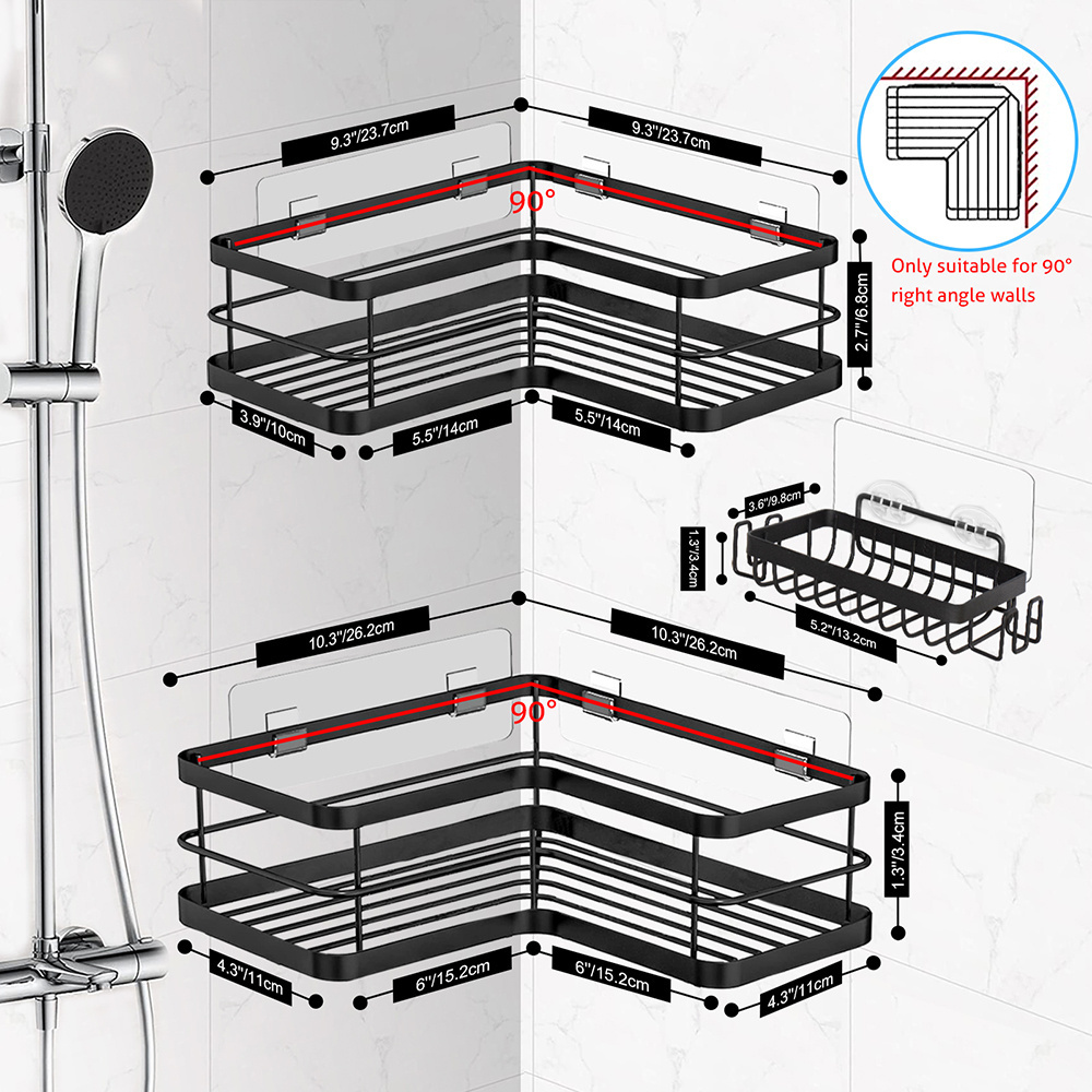 Waterproof Organizer in Bathroom Wall Mounted  Shelf Metal Heavy-Duty Storage Rack for Toiletries in Bathroom