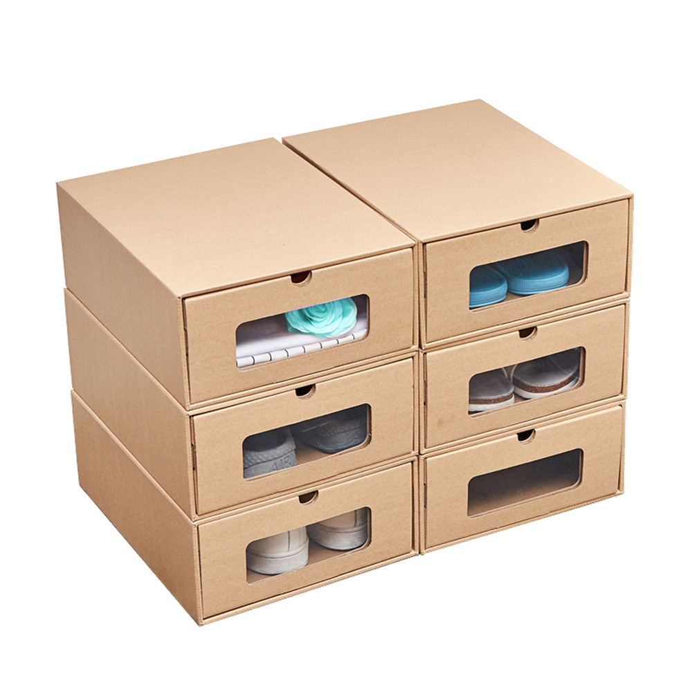 Easy to Assemble Shoe Boxes Heavy Duty Stackable with Lids, Shoe Organizer and Containers, Sneaker Storage with PVC window