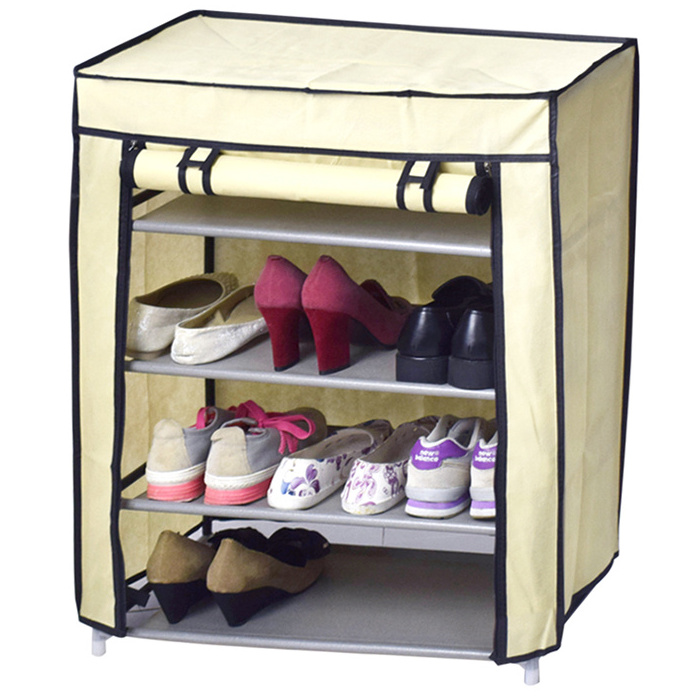 Newest arrived 4 Layer Shelf dustproof foldable Storage Closet Small Corner Organizer Cabinet Assemble Shoe Rack with Cover