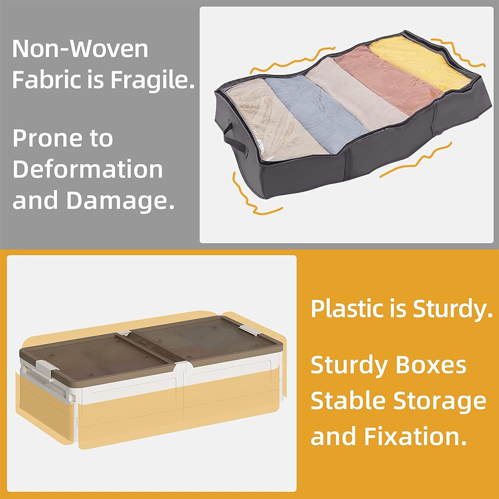 Wholesale Plastic Underbed Foldable Rolling Large Capacity Storage Box Bin Wardrobe Drawer Organizer With Lid