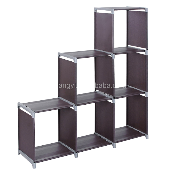 Water-proof shelf rack 3 Tier Storage Cube Closet Organizer Shelf Cabinet Bookcase, 6 Cube Organizer Cabinet,Purple