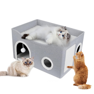 New Arrival Wholesale Custom Large Portable Foldable Pet Cat Bed House Indoor