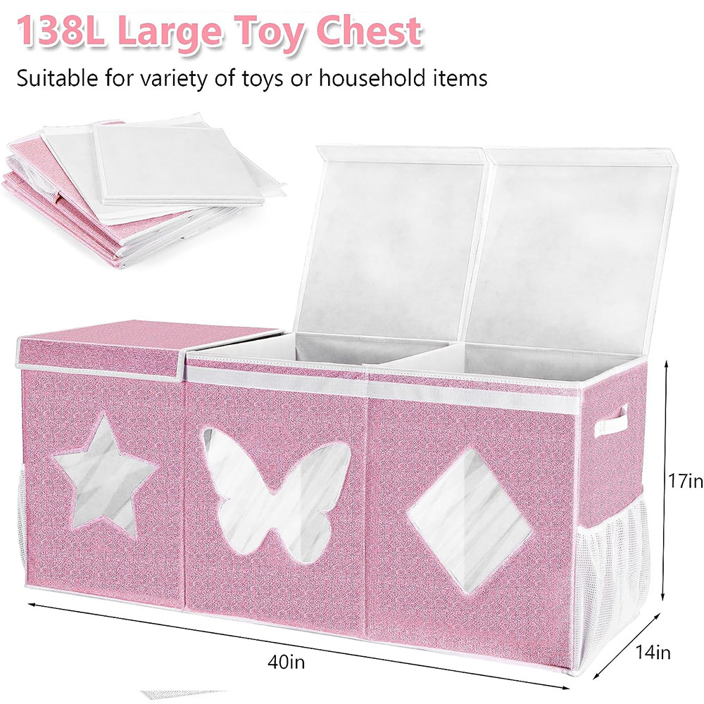 Toy Chest Big Toy Storage Box Customized Organizer Sturdy And Foldable Storage Bins with Movable Divider in Playroom