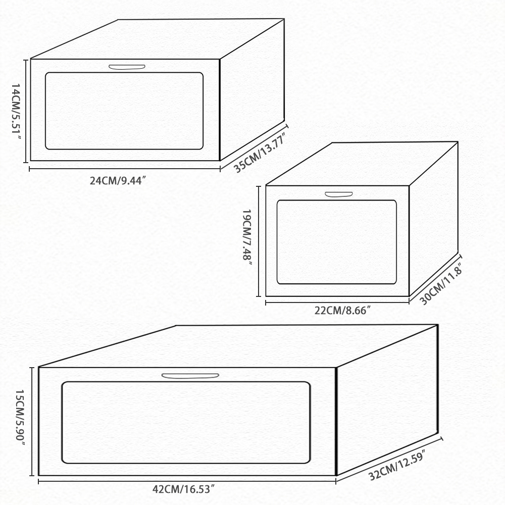 Easy to Assemble Shoe Boxes Heavy Duty Stackable with Lids, Shoe Organizer and Containers, Sneaker Storage with PVC window