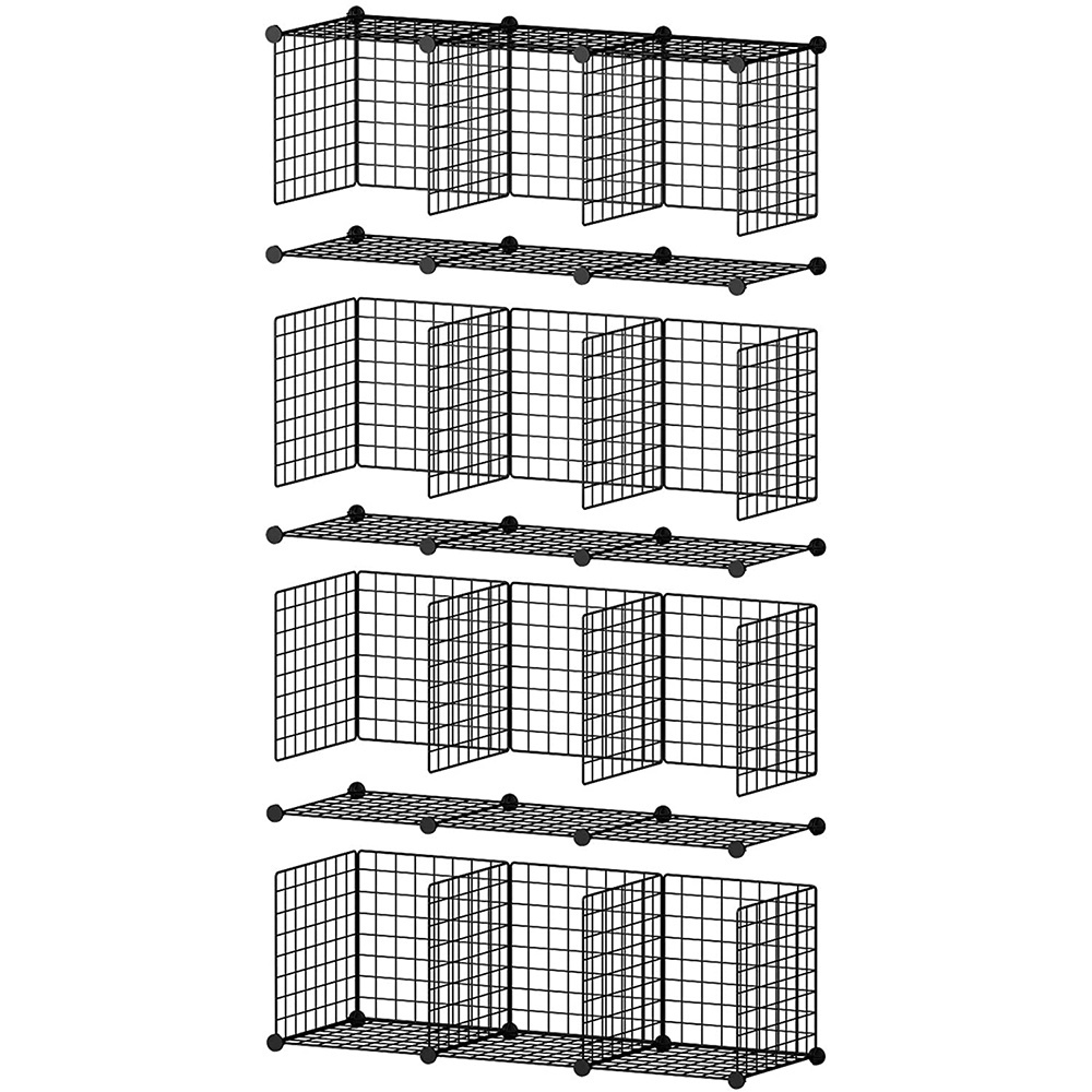 DYI Closet  Black Metal 6 Cube Grid Wire Storage Shelves For Home, Kitchen, Office Neat Storage And Tidy Display