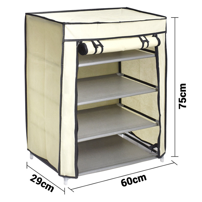 Newest arrived 4 Layer Shelf dustproof foldable Storage Closet Small Corner Organizer Cabinet Assemble Shoe Rack with Cover